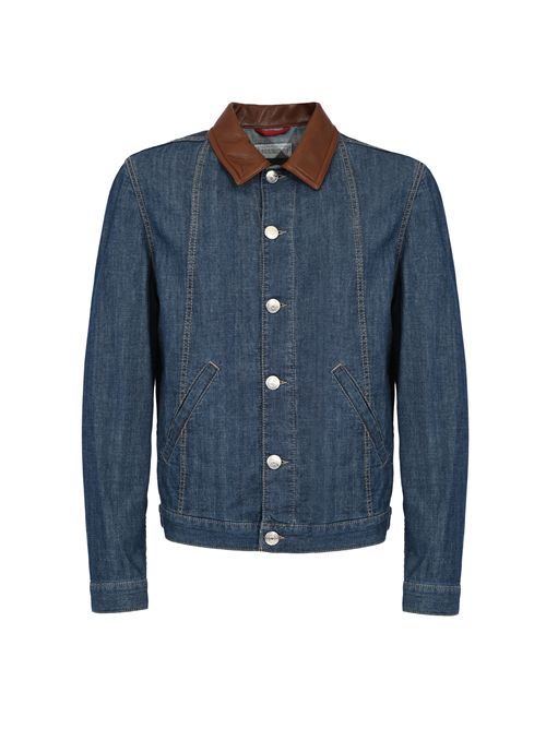 Giubbotto in denim con collo in pelle BRUNELLO CUCINELLI | MH2636914COH51